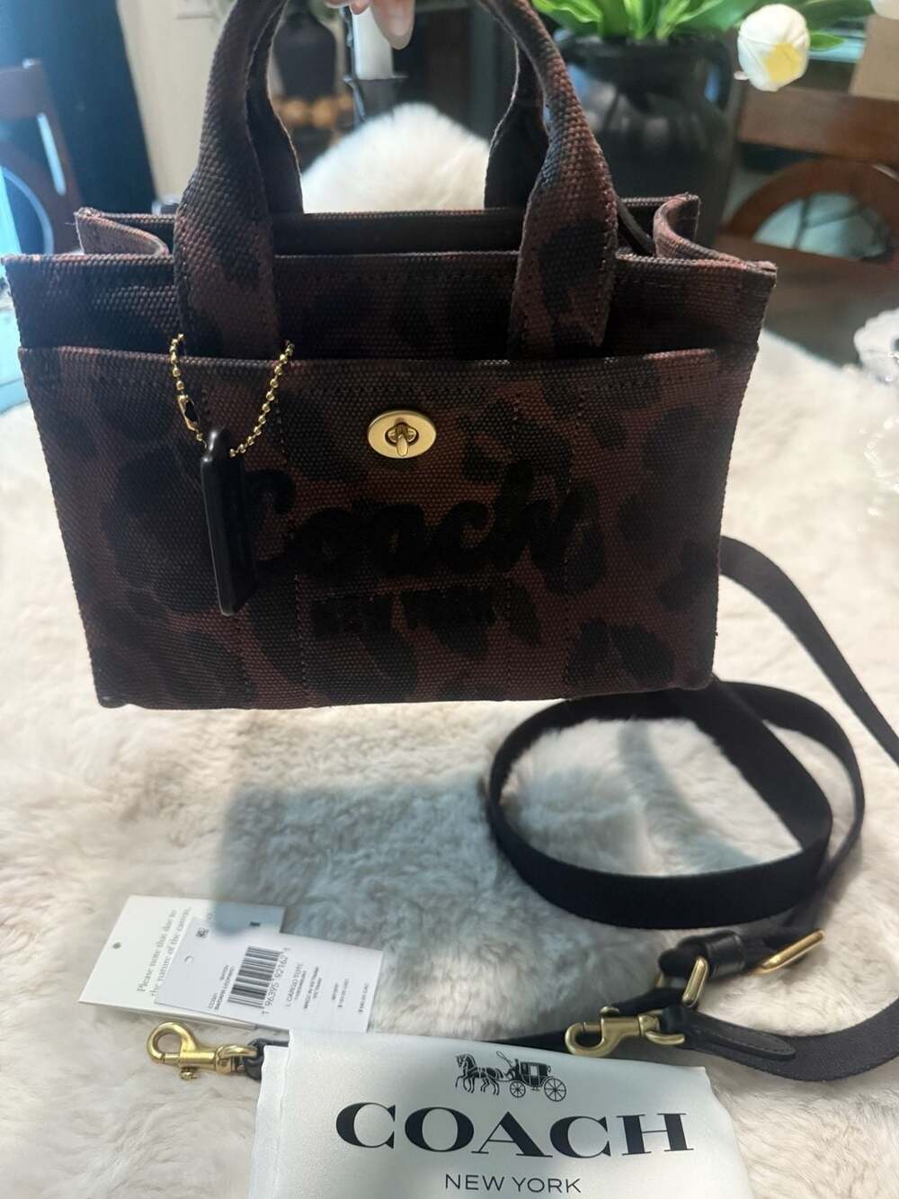 Coach Cargo Tote 20 in Dark Leopard Print Canvas